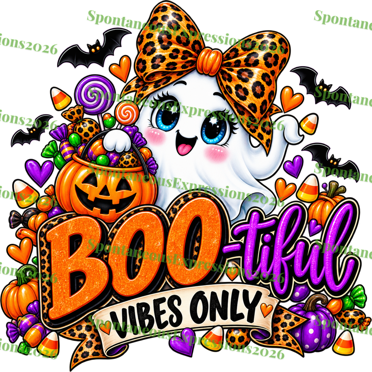 BOO-tiful Vibes Only — Halloween Ghost PNG