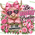 Be Udderly Proactive – Breast Cancer Cow PNG
