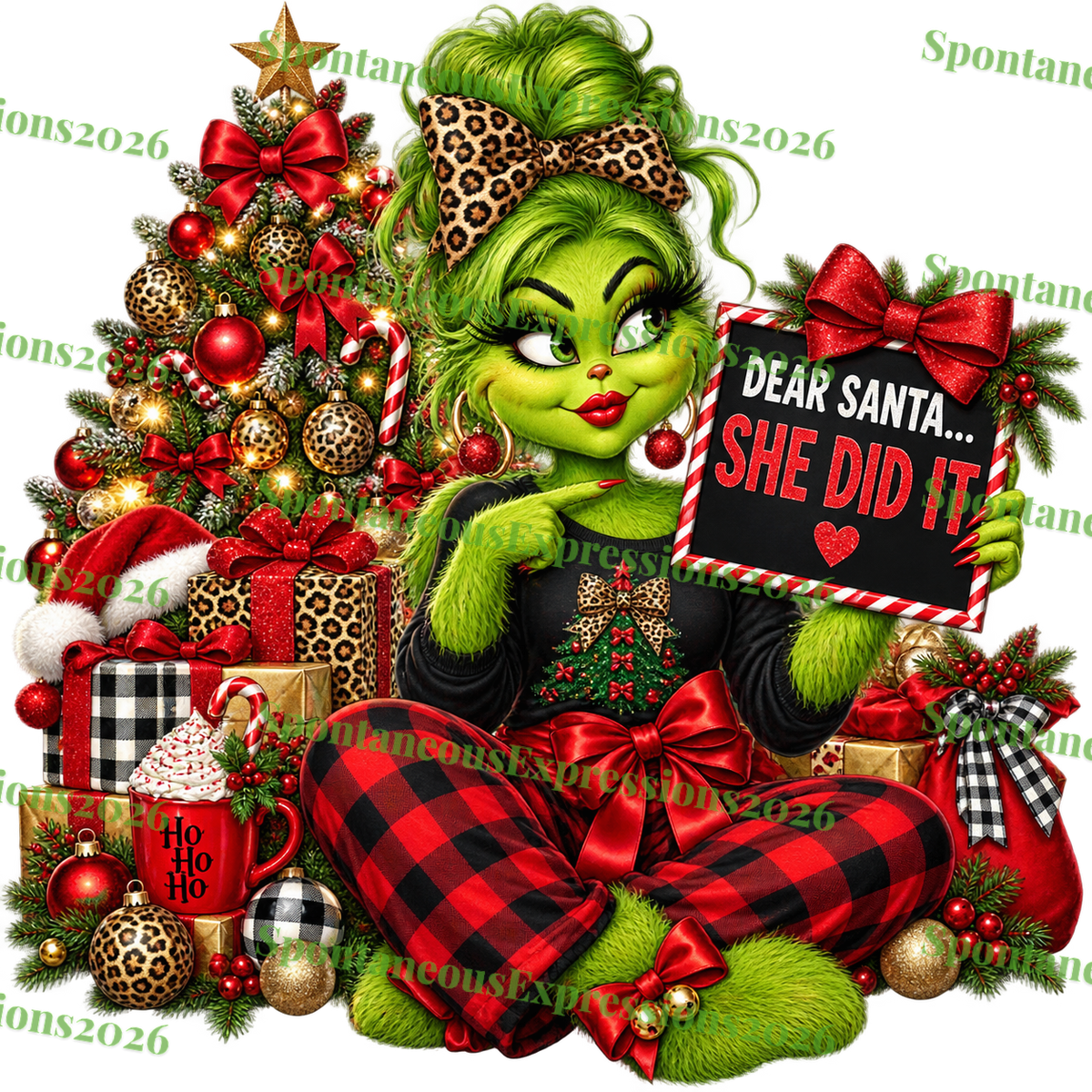 Dear Santa She Did It – Grinch Girl PNG