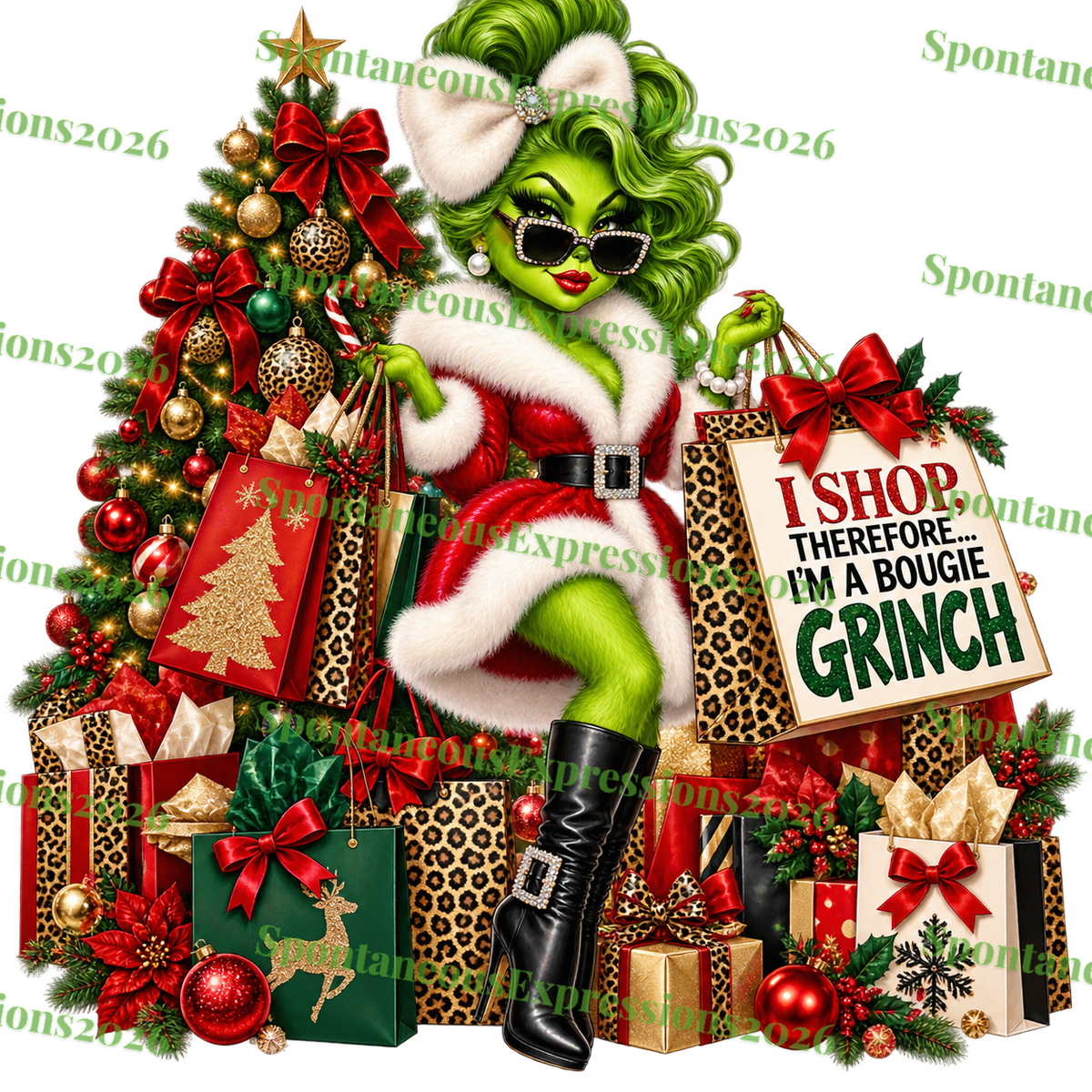 I Shop Therefore I’m a Bougie Grinch – Glam Grinch PNG