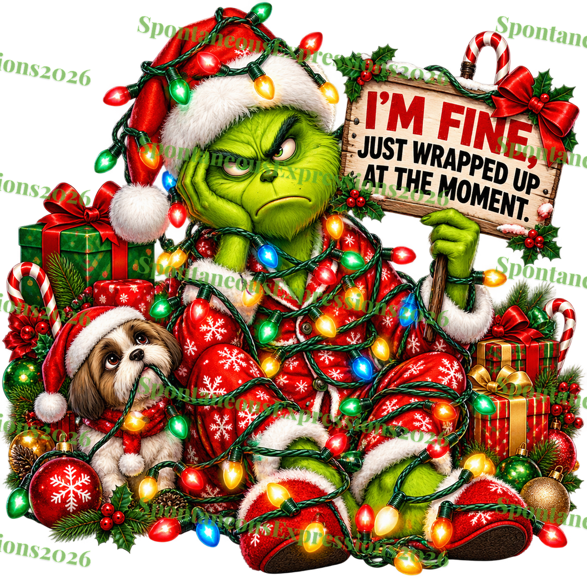 I'm Fine Just Wrapped Up at the Moment – Mr. Grinch PNG