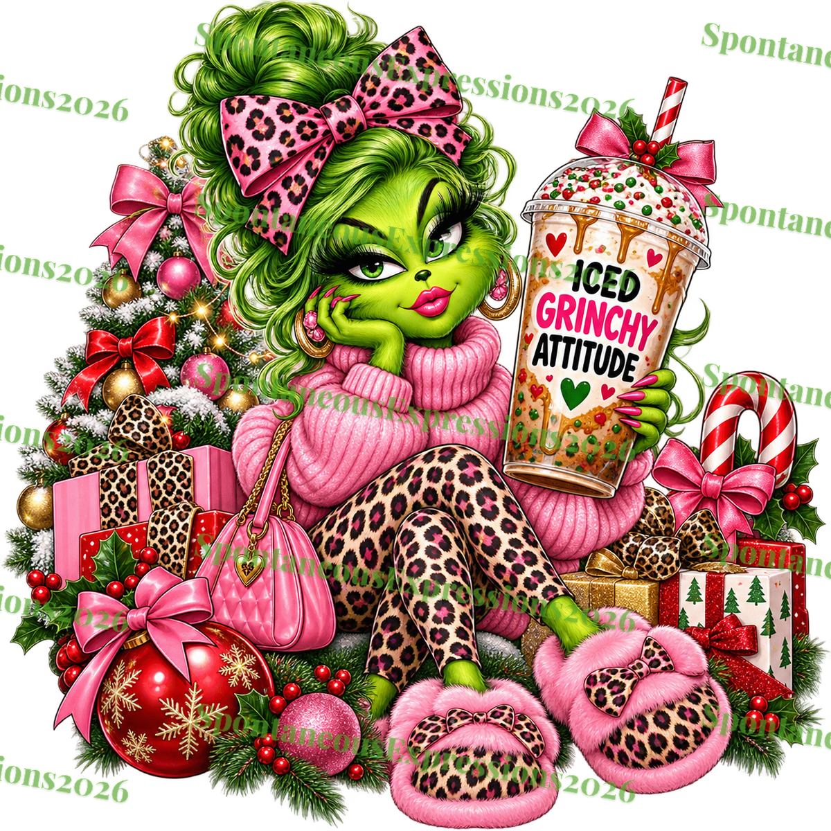 Iced Grinchy Attitude – Glam Grinch Girl PNG