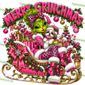 Merry Grinchmas – Pink Glam Grinch Sleigh PNG