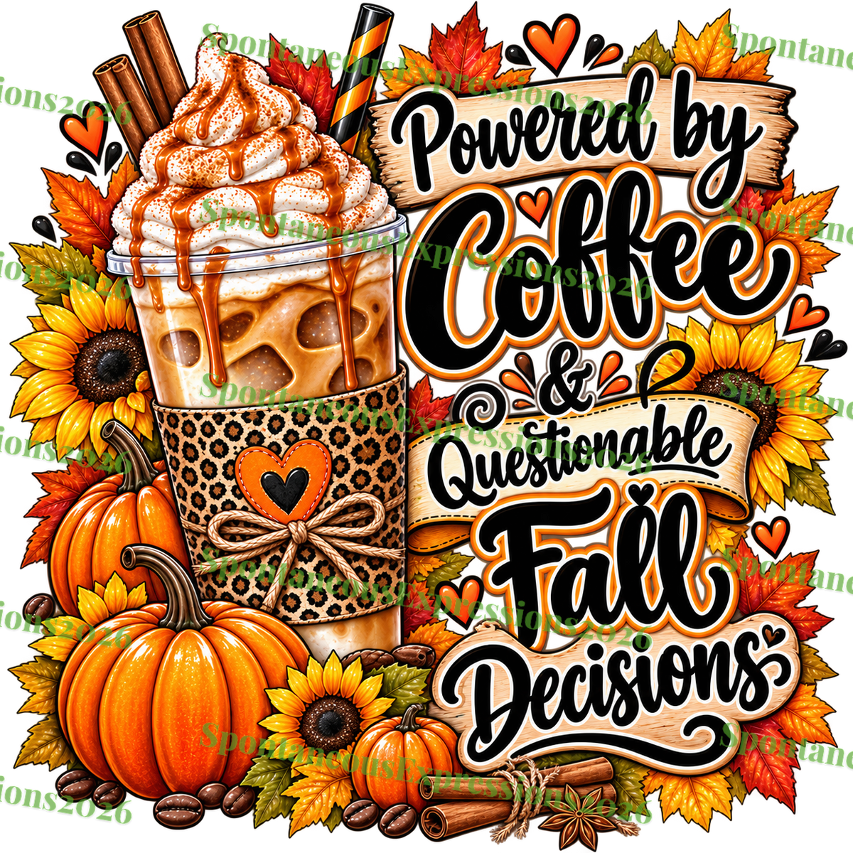 Powered by Coffee & Questionable Fall Decisions – Digital PNG