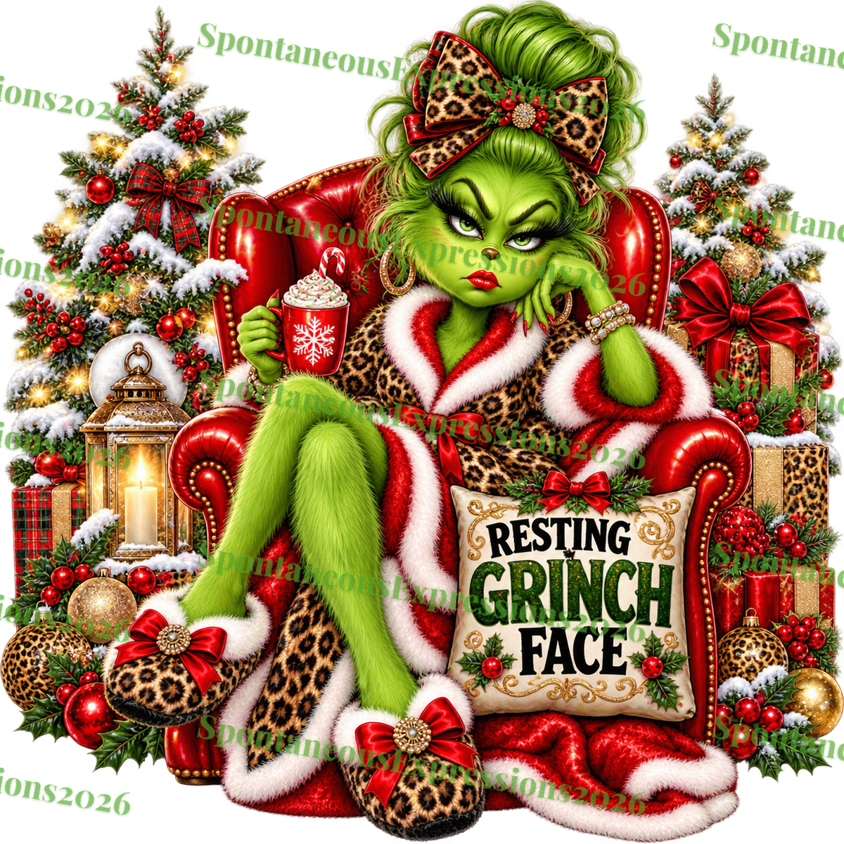 Resting Grinch Face – Glam Grinch Chair PNG