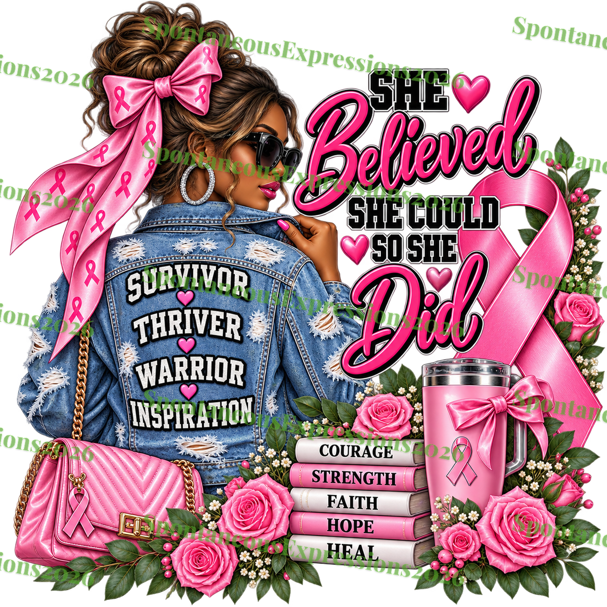 She Believed She Could So She Did – Breast Cancer Survivor PNG