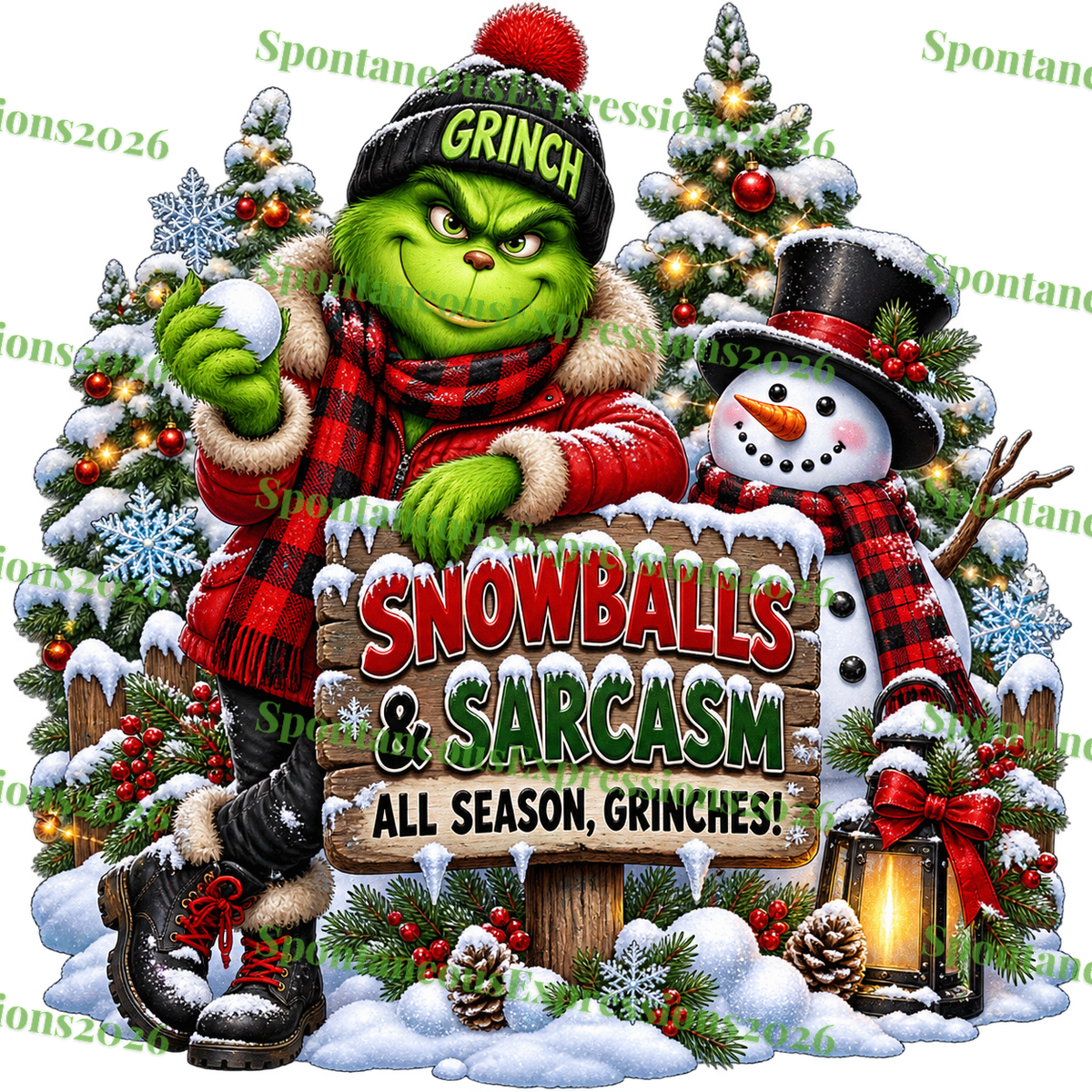 Snowballs & Sarcasm All Season Grinches – Mr. Grinch PNG