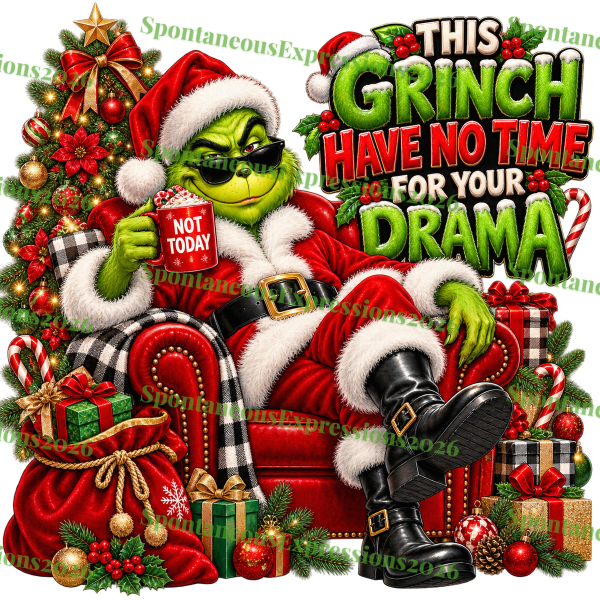 This Grinch Have No Time for Your Drama – Mr. Grinch PNG