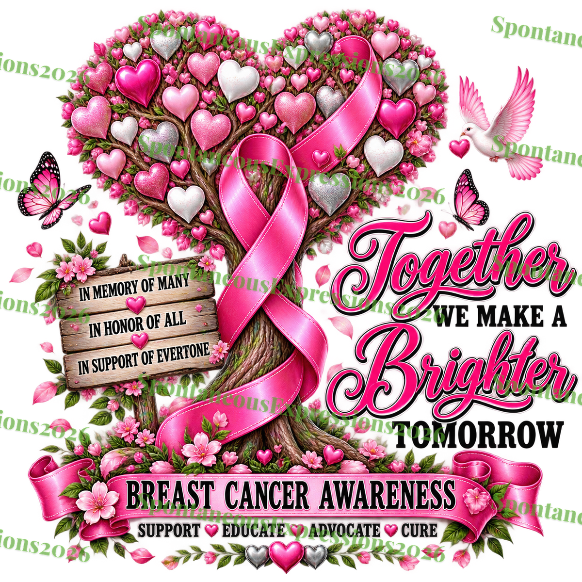 Together We Make a Brighter Tomorrow – Breast Cancer Awareness PNG