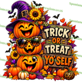 Trick or Treat Yo'Self — Halloween Pumpkin Stack PNG