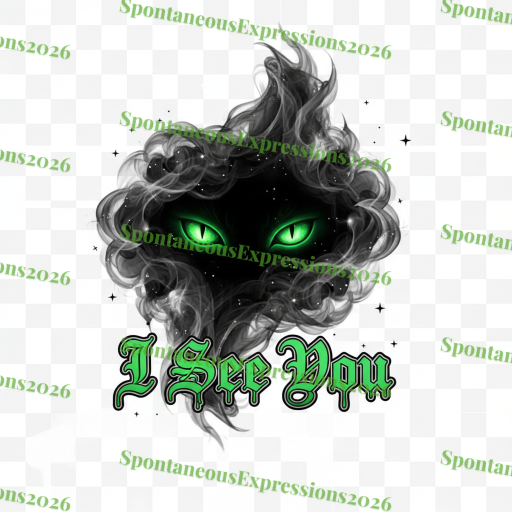 I See You – Glowing Cat Eyes Halloween PNG