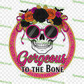 Glamorous skull with sunglasses and floral crown Halloween PNG design
